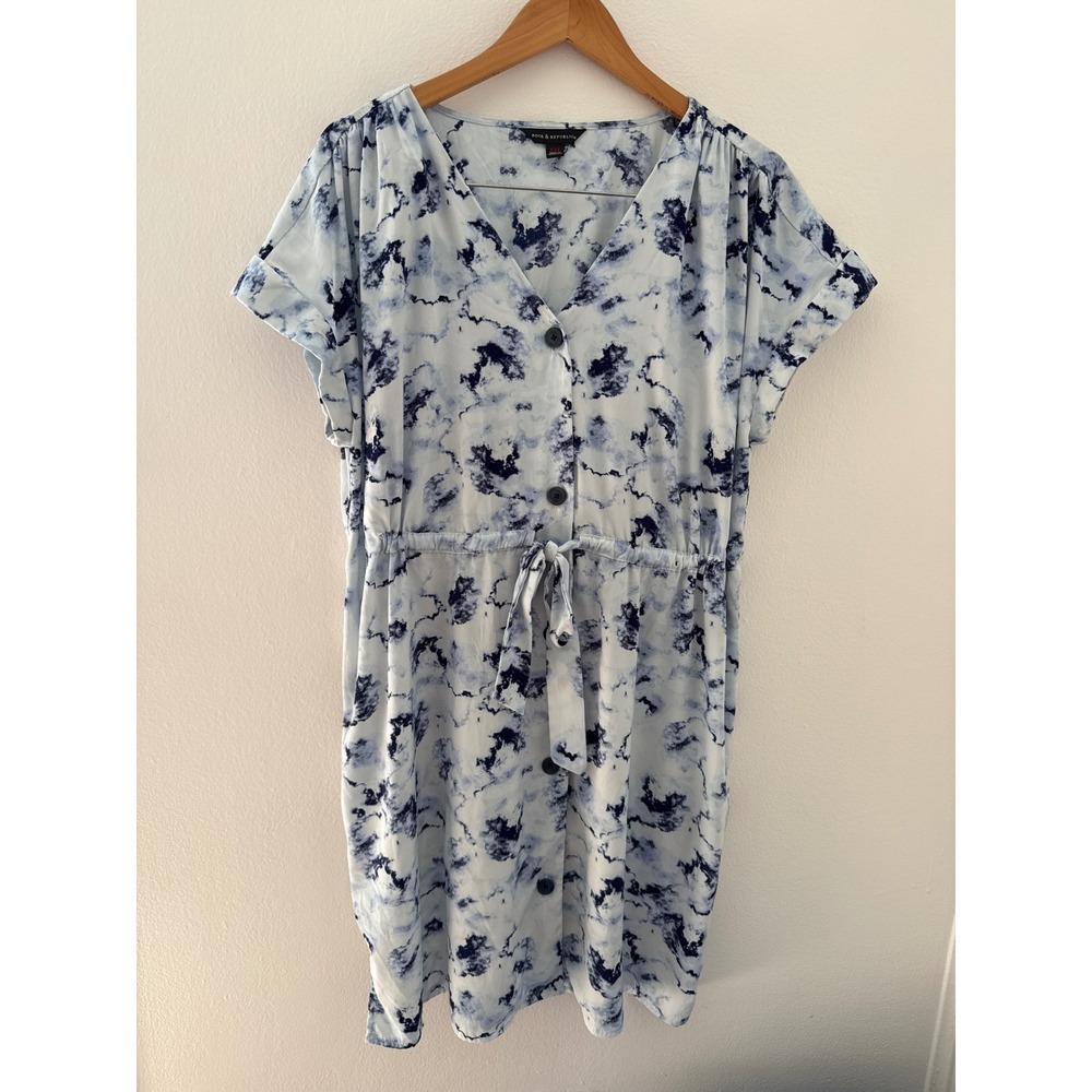 Rock & Republic Tie-Dye Dress Size XXL/2XL Blue and White Summer Lightweight